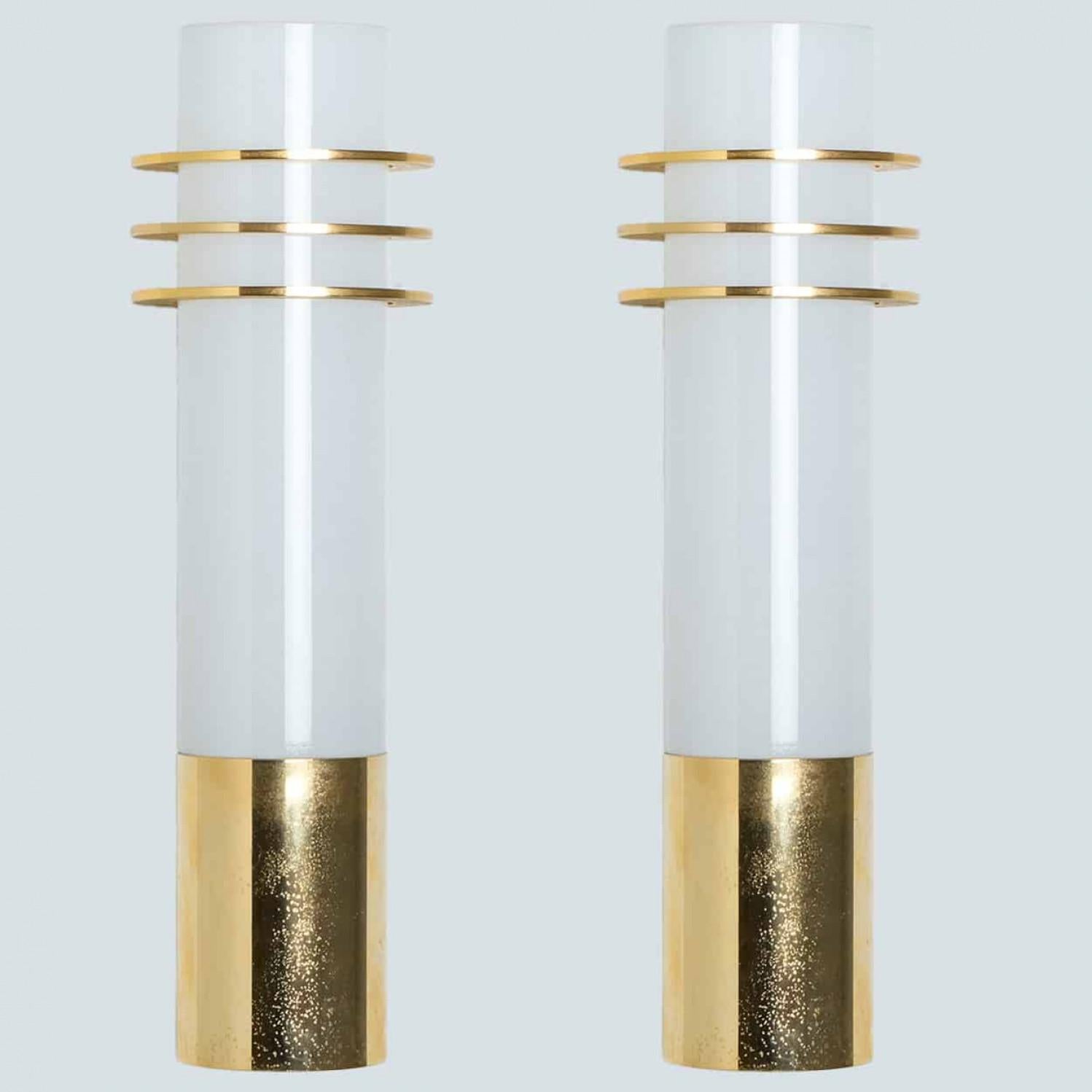 Pair of Opaline Glass Wall Lights by Glashütte Limburg, 1960 For Sale 2