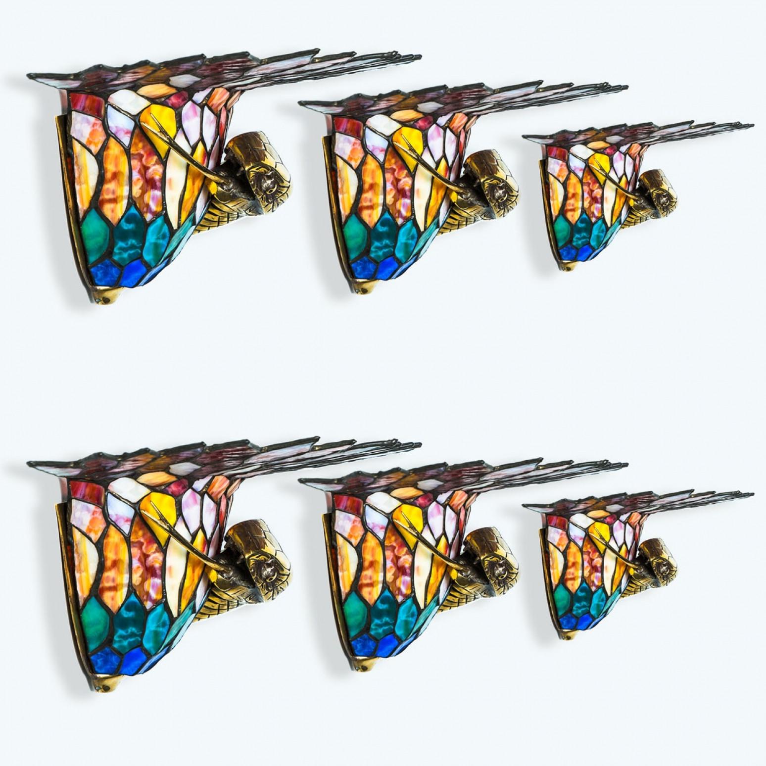 Several Stunning Colorful Wall light in Style of Edgar Brandt, 1920 In Good Condition For Sale In Rijssen, NL
