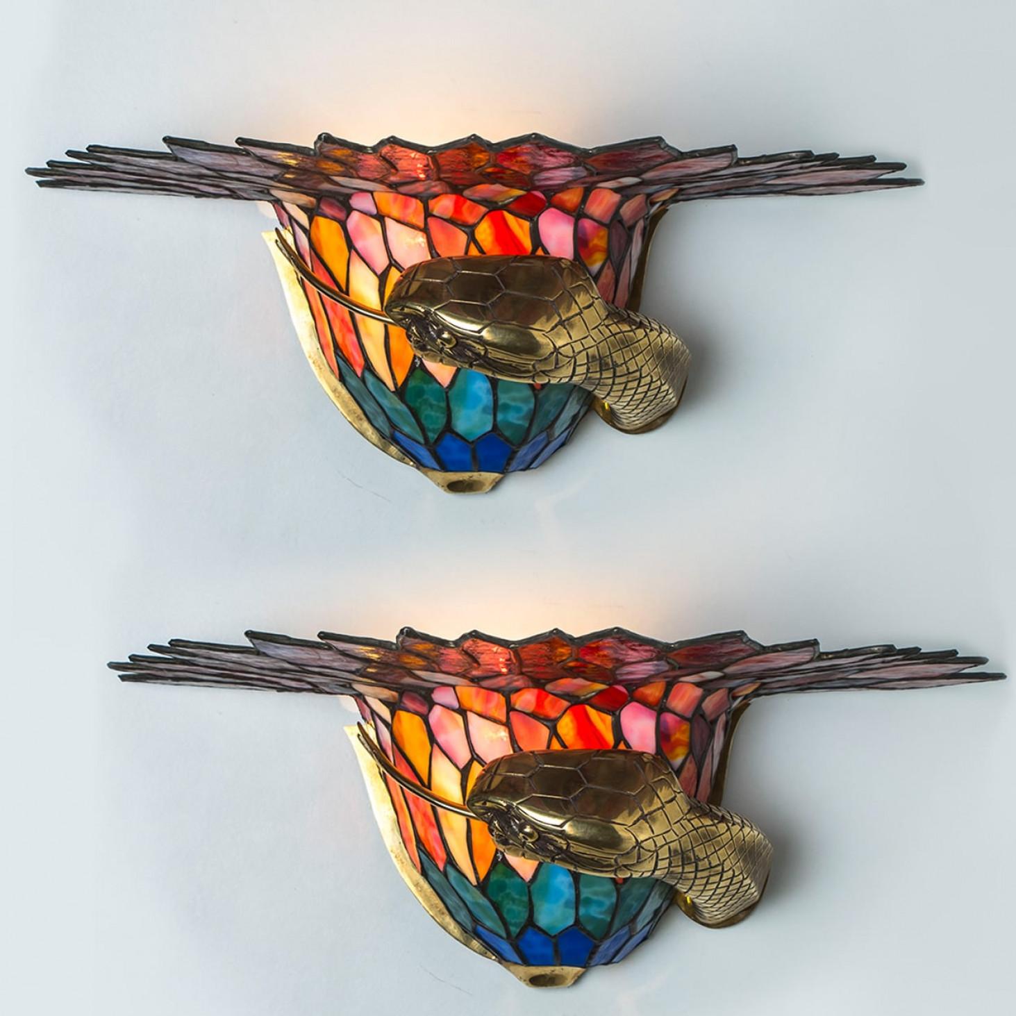 Several Stunning Colorful Wall light in Style of Edgar Brandt, 1920 For Sale 5