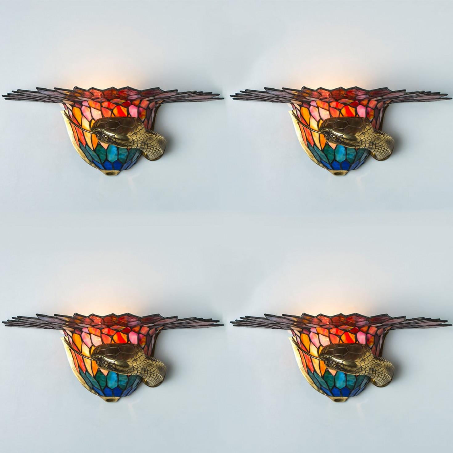 Several Stunning Colorful Wall light in Style of Edgar Brandt, 1920 For Sale 3