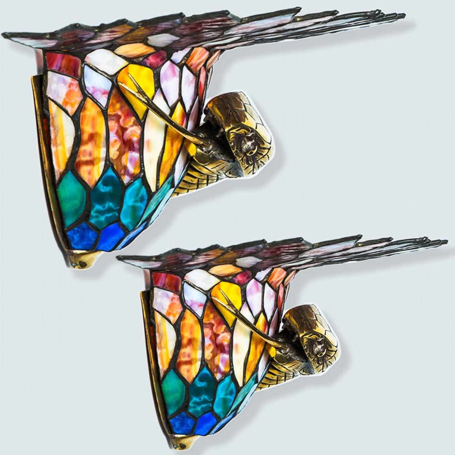 Several Stunning Colorful Wall light in Style of Edgar Brandt, 1920 For Sale 2