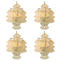 Several Pagoda Chrome and Glass Sconces Wall Lights by Kalmar, Vienna 1969