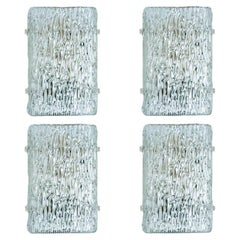 1 of 4 Textured Wave Glass Wall Lights by Kalmar Leuchten, 1970s