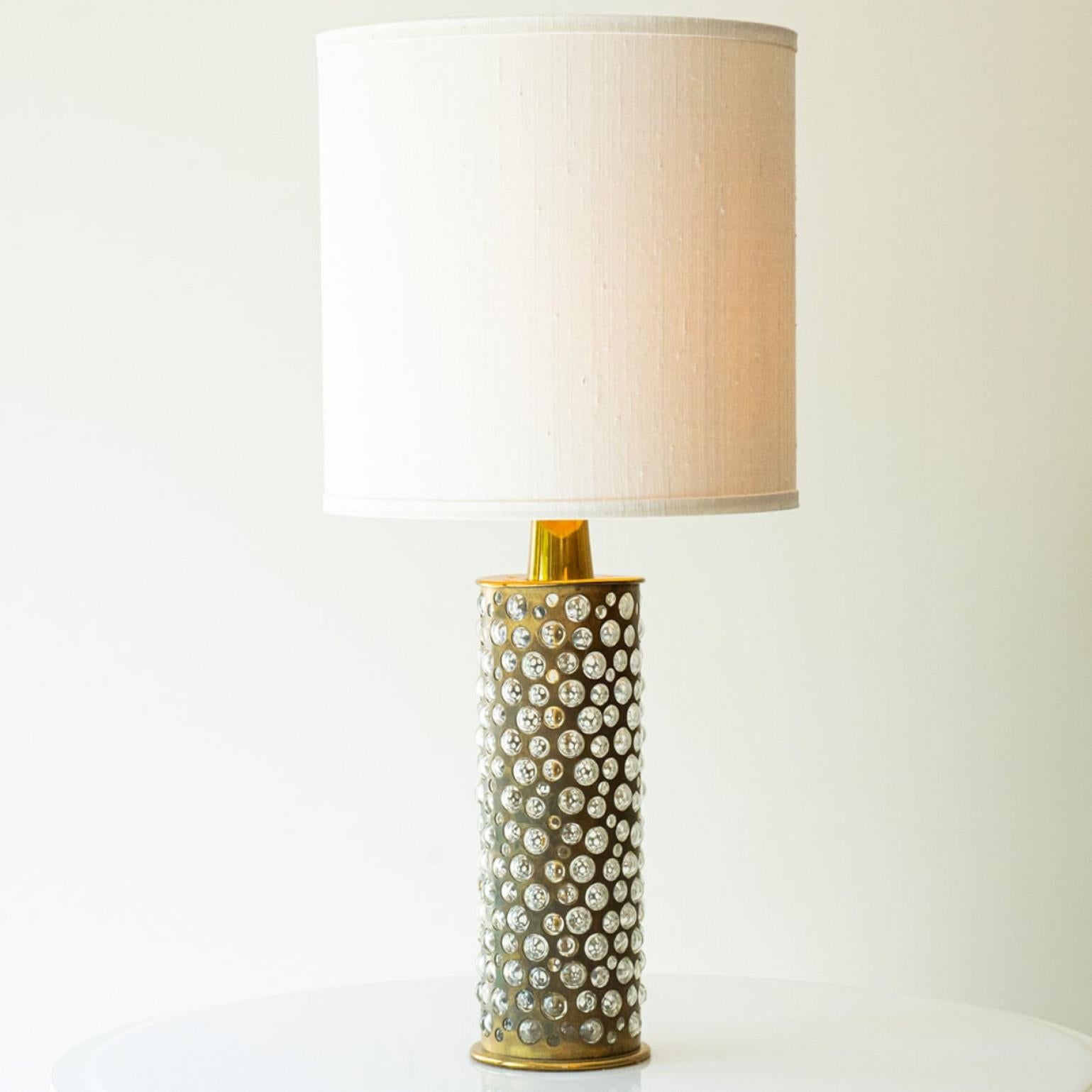 Other Pair of Brass Glass Table Lamps R. Rooke, Lampshade by R. Houben, 1970 For Sale