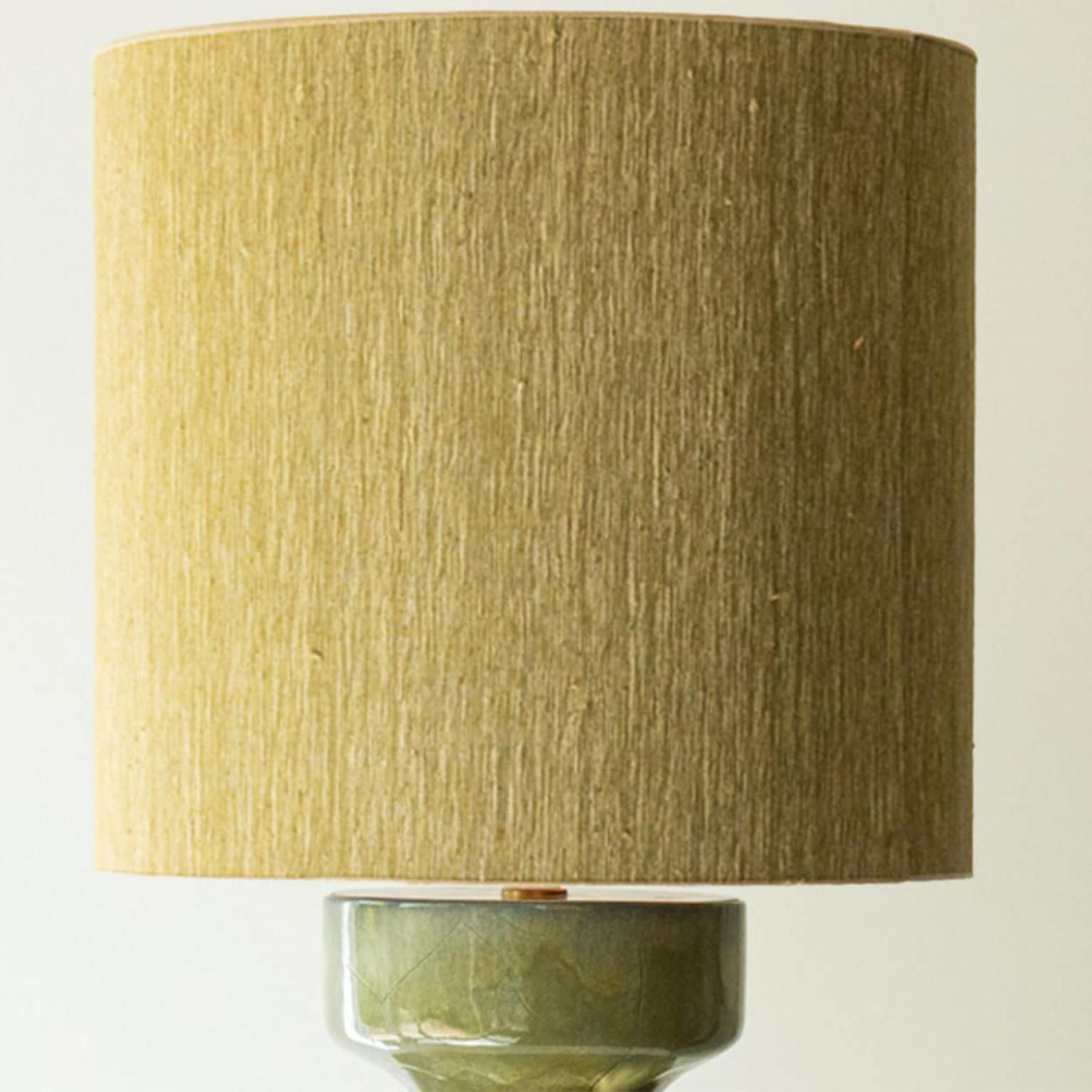 Other Large Green Ceramic Table Lamp, New Lampshade by R. Houben, 1970 For Sale
