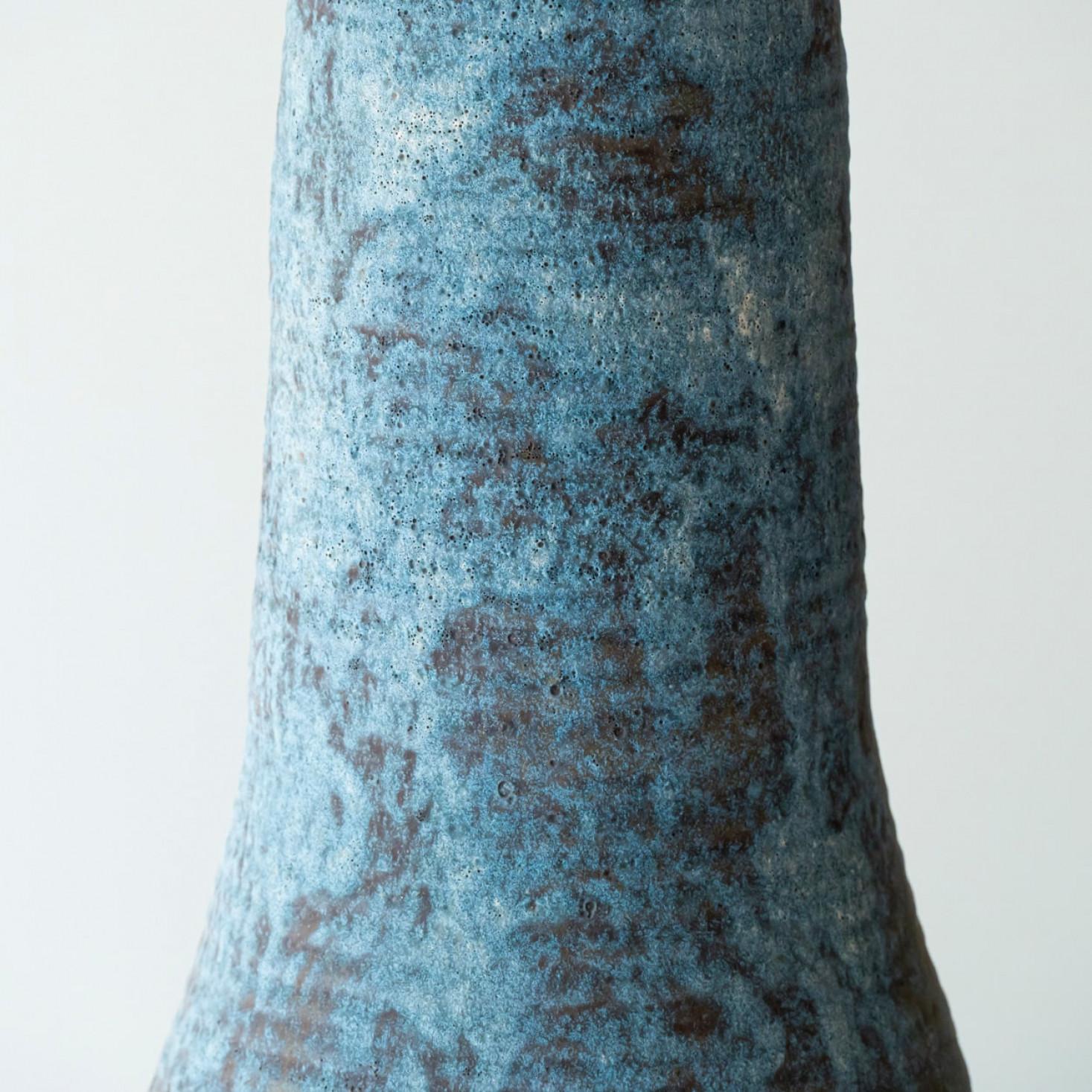 Danish XXL Elongated Ovoid Ceramic Table Floor Lamp with Lampshade by R. Houben For Sale