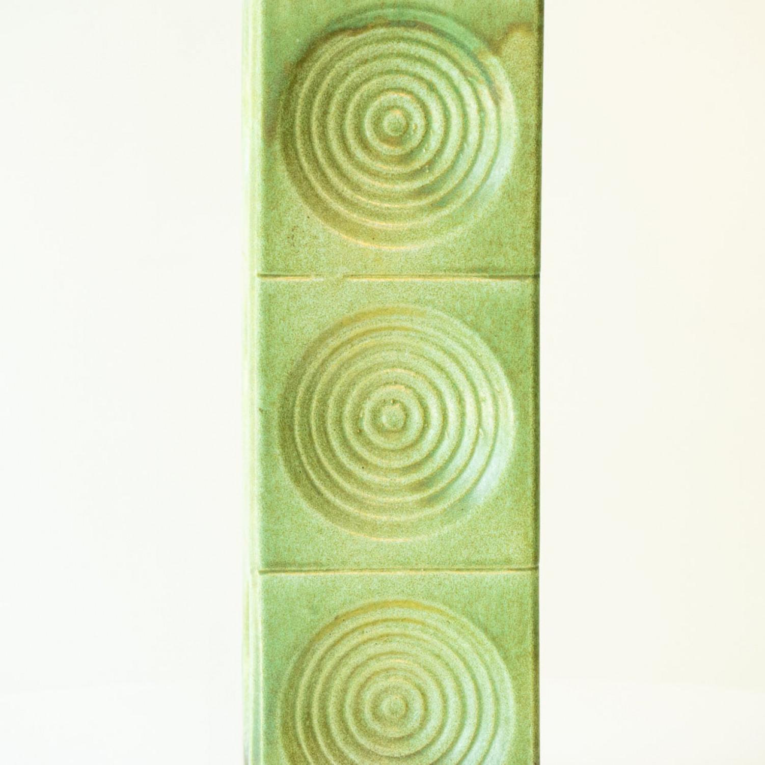 Other Large Green Ceramic Floor Table Lamp, New Lampshade by R. Houben, 1970s For Sale