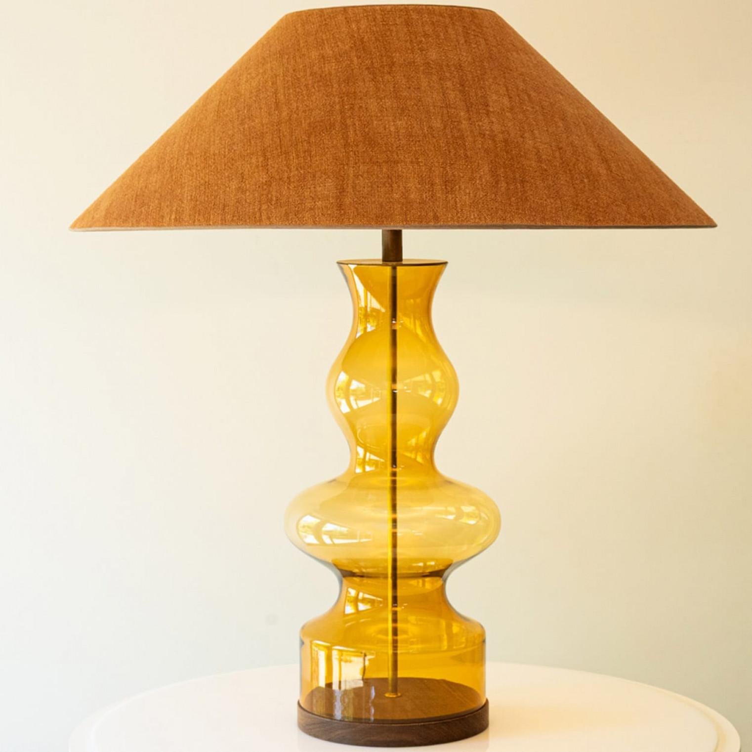1 of the 6 Warm Tones Floor Table Lamps, Custom Silk Lamp Shades by R. Houben For Sale 4