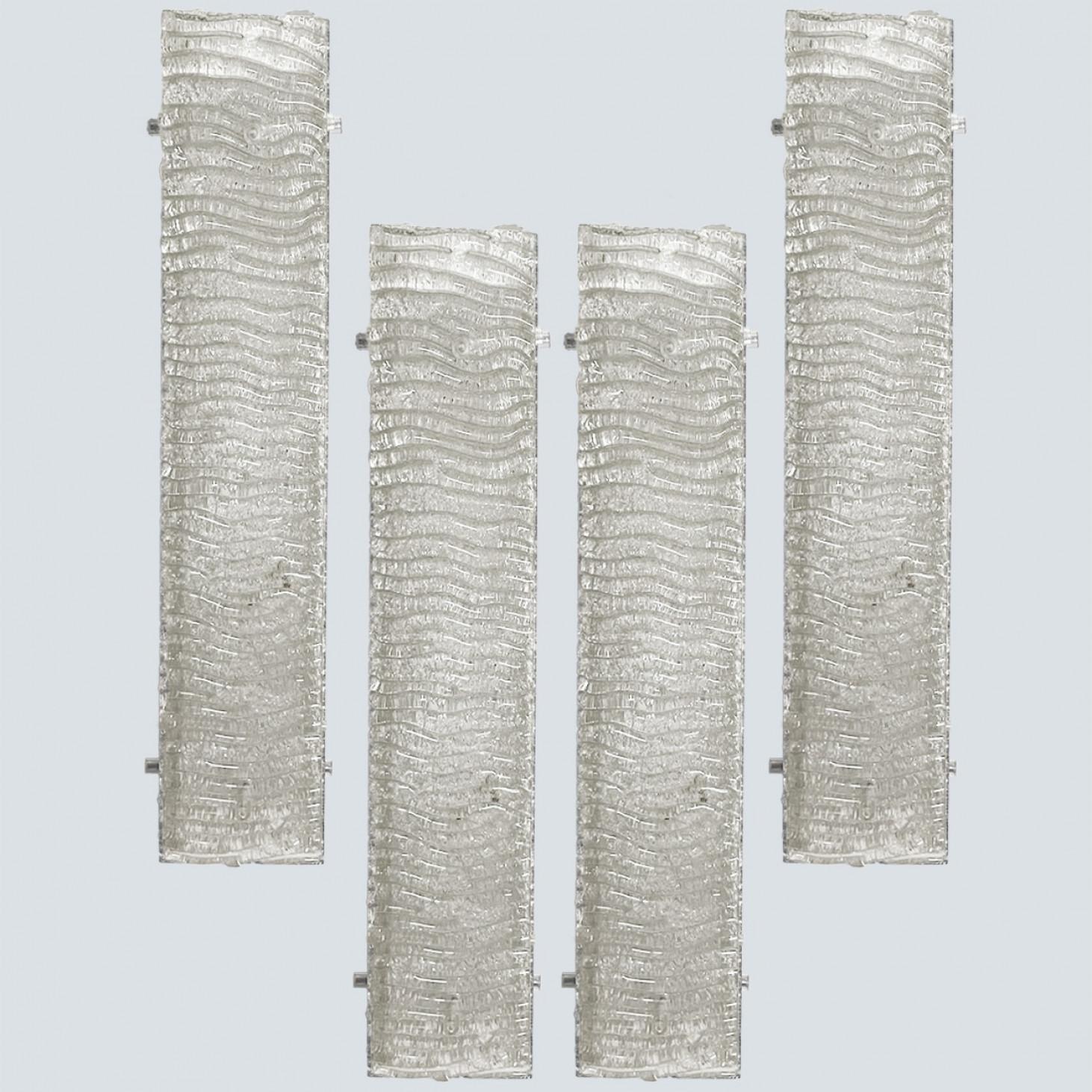 Other Several XL Structured Kaiser Glass and White Metal Wall Lights For Sale