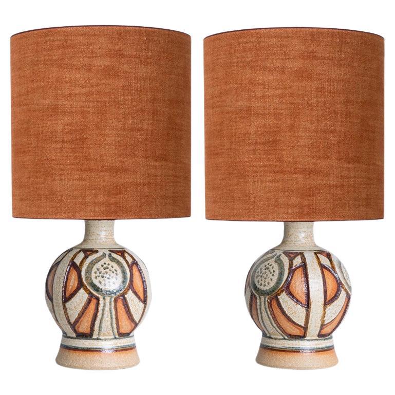 Paire de lampes Soholm avec abat-jour en brique ronde René Houben, 1960