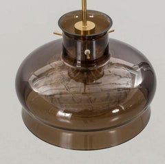 Pair of Pendant Light by Carl Fagerlund for Orrefors in Brown and Bubble Glass