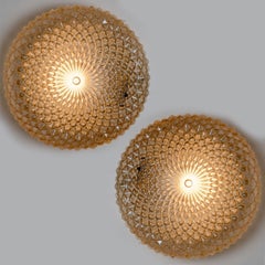 1 of the 4 Amber Glass Flush Mount or Wall Lights Germany, 1960s