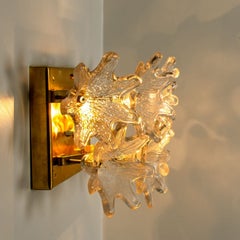 1 of 3 Pairs Large Brass Gold Murano Glass Wall Lights by Paolo Venini for VeArt