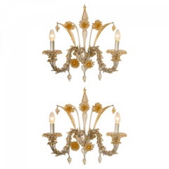 Pair of Rich Venetian Wall Sconces, Venice, Murano, circa 1960