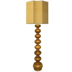 Lampade in ceramica con paralumi personalizzati in seta nuova di René Houben, coppia