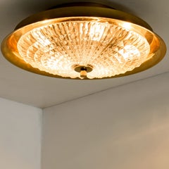 1 of the 2 Gold Brass Clear Glass Flush Mount or Wall light, Fagerlund, 1960s