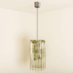 Doria Ribbled Glass and Chrome Pendant, Germany 1960s