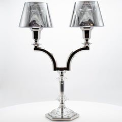 Portacandele in argento Baccarat Harcourt Our Fire a due braccia Philippe Starck, Francia