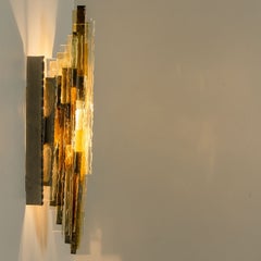 PoliArte Sculpted Glass Silver Yellow Wall Light, Italy, 1970s
