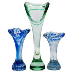Set of 3 Murano Glass Vases, Italy, 1970
