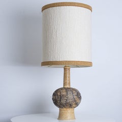 1 of the 2 Axella Ceramic Beige Brown Lamps, Custom Shade by R. Houben