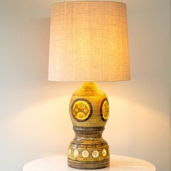 XL Pelletier Brown Warm Tones Ceramic Lamp, Custom Silk Lampshade by R. Houben