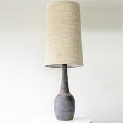 Large Lilac Ceramic Lamp, Custom Made Beige Lampshade by R. Houben