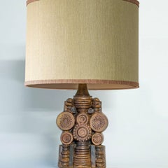 Ceramic Floor/Table Lamp B. Rooke, Beige Custom Made Lampshade by R. Houben