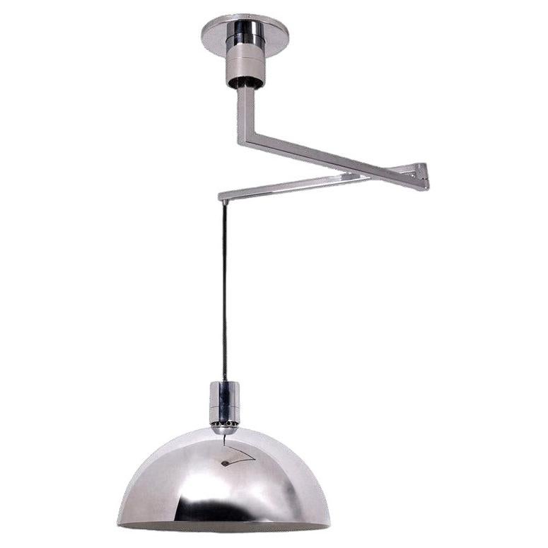 Sirrah "Am/As" Ceiling Lamp with Chromed Swing Arm, Franco Albini, 1960s