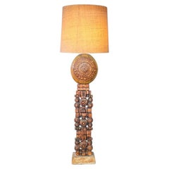 Ceramic Floor Lamp by B. Rooke, Custom Made Lampshade by R. Houben