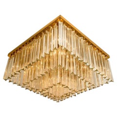 1 der 3 XL Flush Mounts aus klarem Goldglas im Stil von Venini, Italien 1970