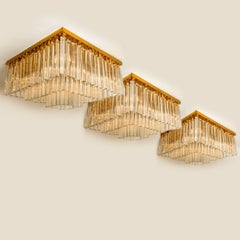 1 der 3 XL Flush Mounts aus klarem Goldglas im Stil von Venini, Italien 1970
