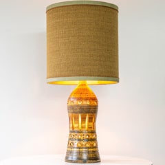 Georges Pelletier Brown Gold Ceramic Lamp, Custom Silk Lampshade by R. Houben
