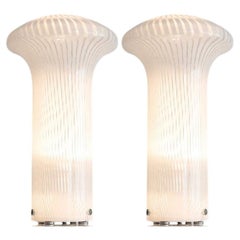 1 of the 2 Mario Ticco Glass Spiral 'Boletus' Table Lamps by Venini, Italy 1970