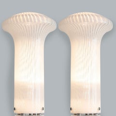 1 of the 2 Mario Ticco Glass Spiral 'Boletus' Table Lamps by Venini, Italy 1970