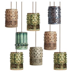 1 of the 8 Ceramic Multicolor Pendants, Axella Denmark 1960