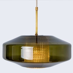 1 of the 7 Green Glass Pendants by Carl Fagerlund for Orrefors, 1960s