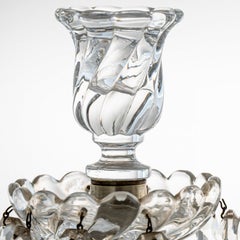 Precioso candelabro de cristal transparente de Baccarat para 3 velas, Francia