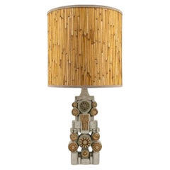 Ceramic Floor/Table Lamp B. Rooke, Natural Custom Made Lampshade by R. Houben
