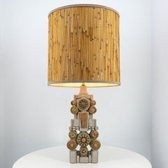 Ceramic Floor/Table Lamp B. Rooke, Natural Custom Made Lampshade by R. Houben