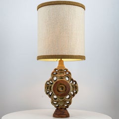 Ceramic Floor/Table Lamp B. Rooke, Beige Custom Made Lampshade by R. Houben