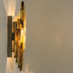 PoliArte Sculpted Glass Silver Yellow Wall Light, Italy, 1970s