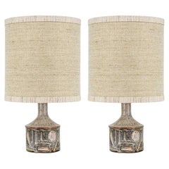 1 of the 2 Axella Ceramic Brown Lamps by Jette Helleroe, Denmark 1970