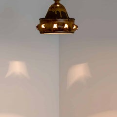 Triangle Brown Terra Ceramic Pendant Light, Denmark, 1970