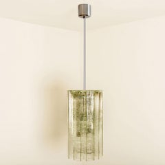 Doria Ribbled Glass and Chrome Pendant, Germany 1960s