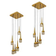 1 of the 2 Brass Glass Cascade Fixtures by Staff, 1969