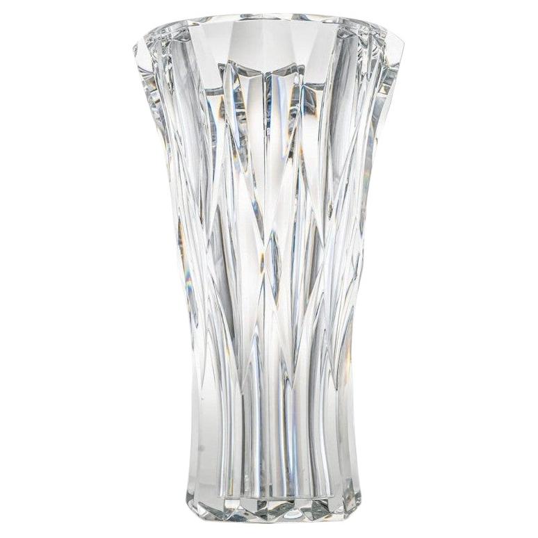 Beautiful Baccarat Structured Tapered Clear Crystal Vase , France