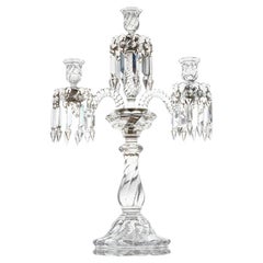 Beautiful Baccarat Clear Crystal Candelabra for 3 Candles, France
