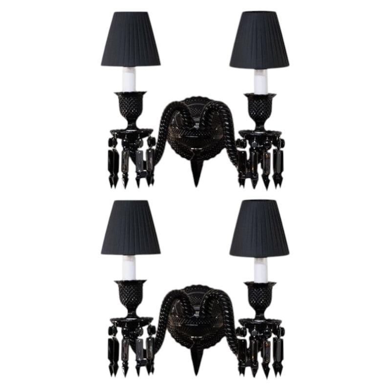 Pair of Baccarat Wall Lamp 2 Lights Black Side Starck For Sale