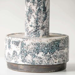 White Blue Splashed Ceramic Lamp, Custom Lampshade by R. Houben